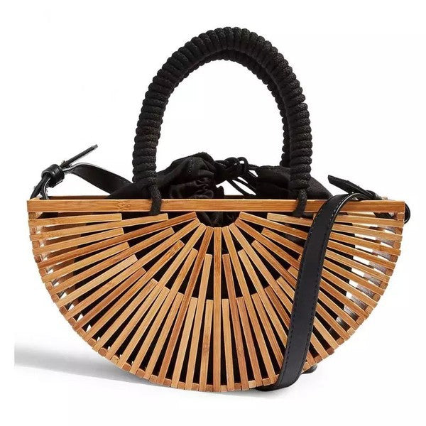 PURSE PLUS Vintage Bamboo Woven Handbag