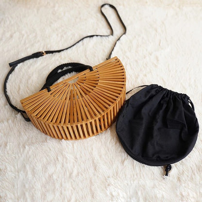 PURSE PLUS Vintage Bamboo Woven Handbag