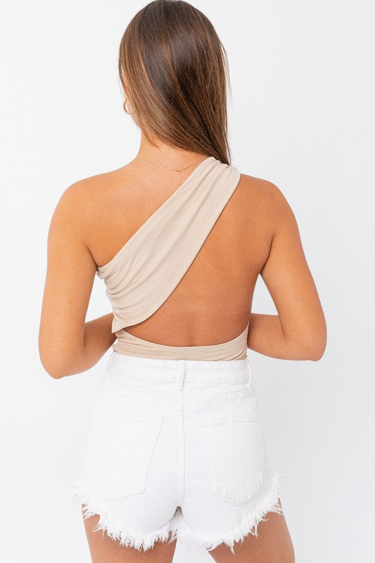 LE LIS Chic Women's One Shoulder Backless Bodysuit