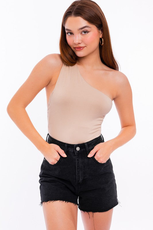 LE LIS Chic Women's One Shoulder Backless Bodysuit