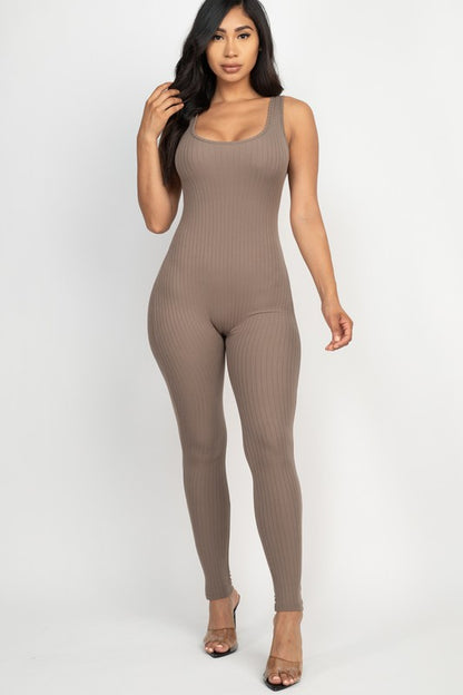 CAPELLA Ribbed Scoop Neck Bodycon Jumpsuit