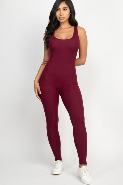 CAPELLA Ribbed Scoop Neck Bodycon Jumpsuit