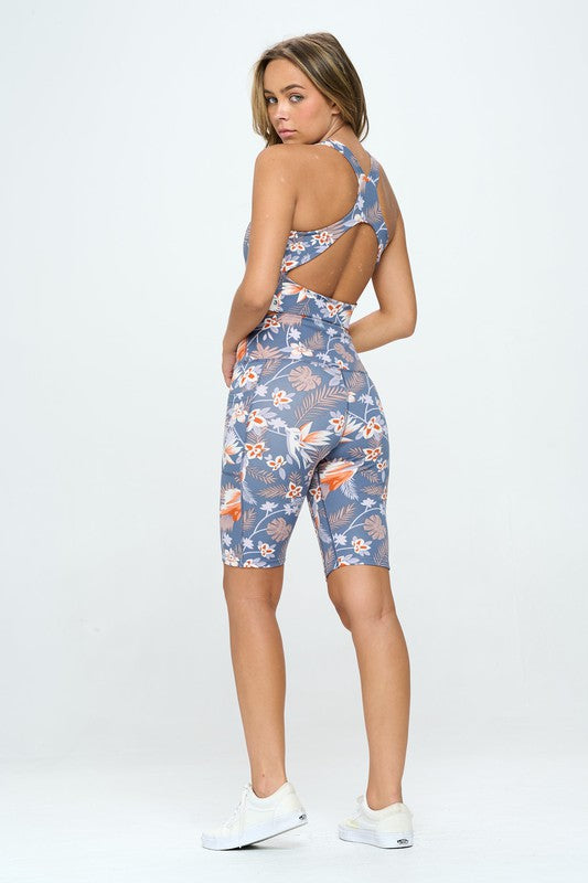 OTOS ACTIVE Blue Flowers print activewear set