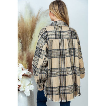 WHITE BIRCH PLUS SIZE Long Sleeve Plaid Woven Shacket