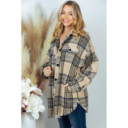 WHITE BIRCH PLUS SIZE Long Sleeve Plaid Woven Shacket