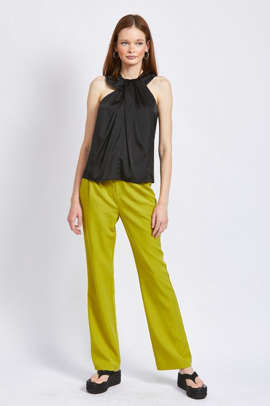 EMORY PARK Stylish Sleeveless Blouse with Twisted Collard