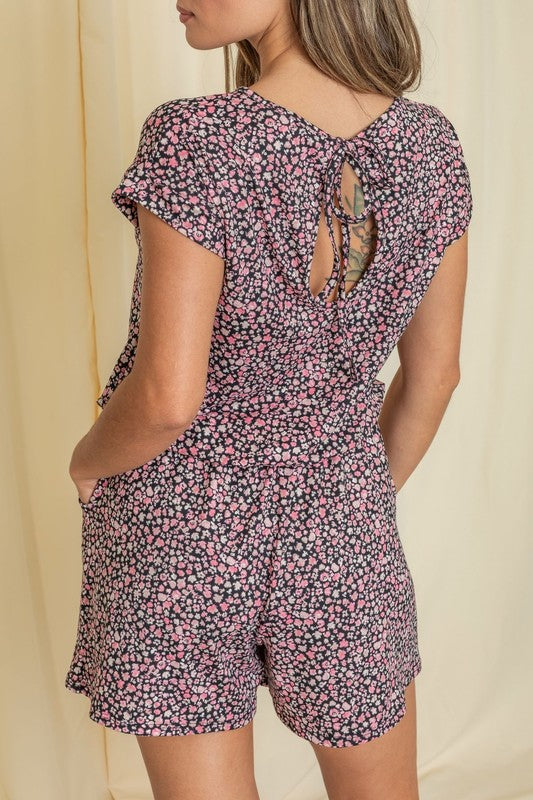 EG FASHION Short Sleeve Floral Print Romper