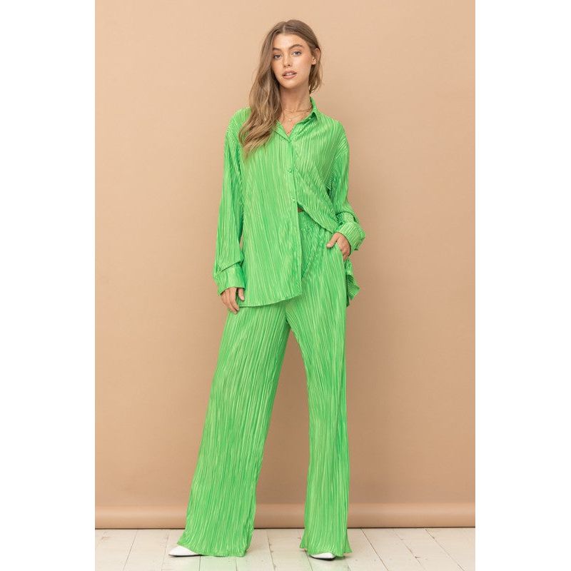 BLUE B Pleated Blouse Pants Lounge Set