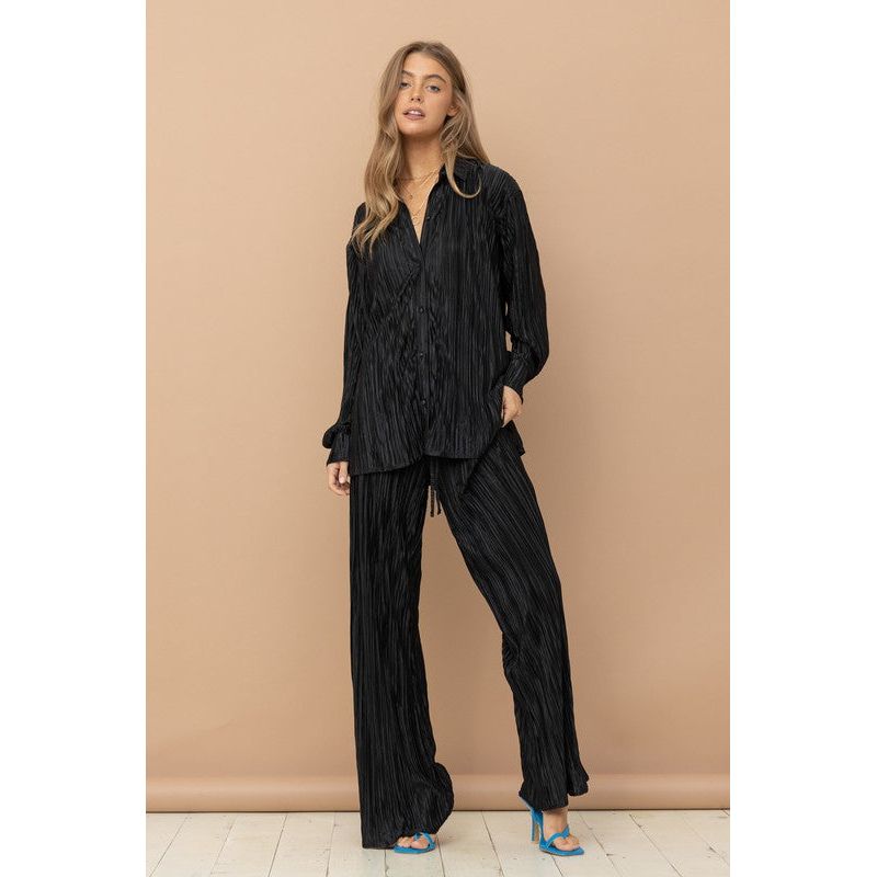 BLUE B Pleated Blouse Pants Lounge Set