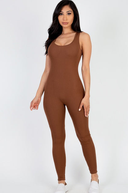 CAPELLA Ribbed Scoop Neck Bodycon Jumpsuit