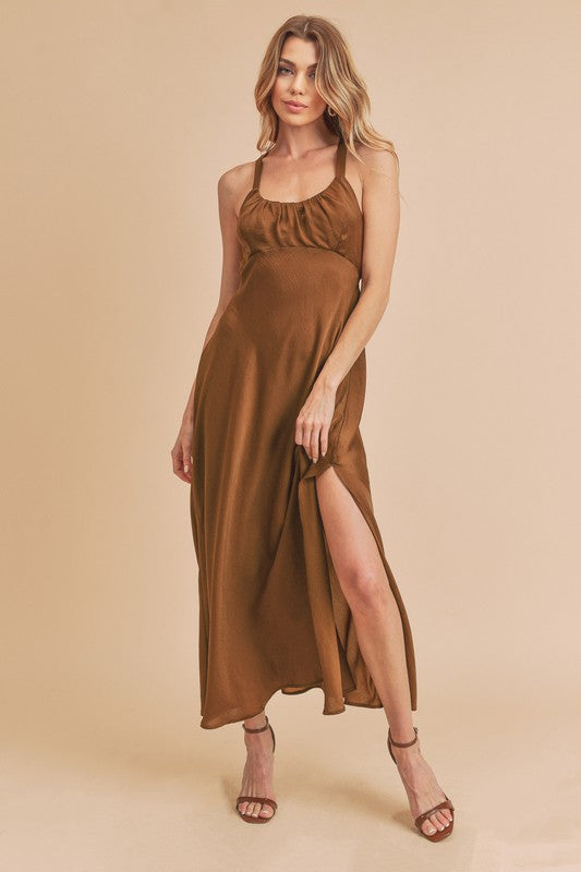 AEMI & Co. Elegant Backless Dress with High Side Split - Mae Dress