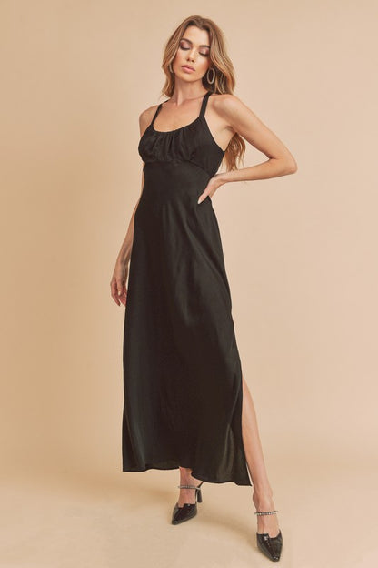 AEMI & Co. Elegant Backless Dress with High Side Split - Mae Dress