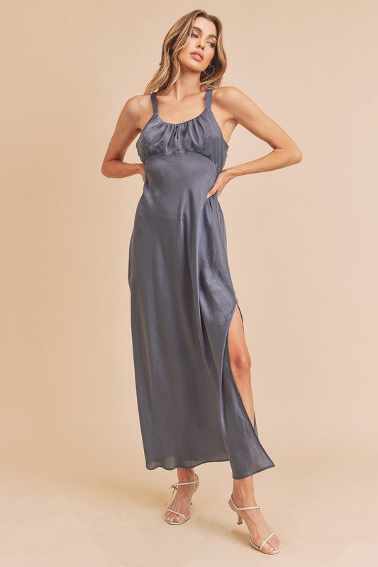 AEMI & Co. Elegant Backless Dress with High Side Split - Mae Dress