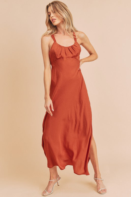 AEMI & Co. Elegant Backless Dress with High Side Split - Mae Dress