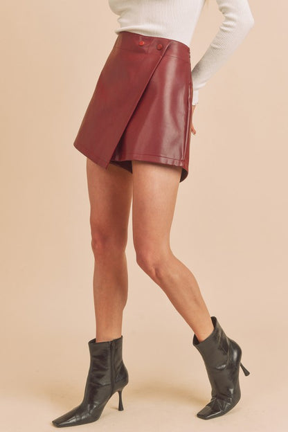 AEMI & Co. Mini Vegan Leather Skort - Merima Vegan Skort