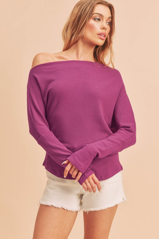 AEMI & Co. Off-the-shoulders Long Sleeves Thermal Top - Lula Thermal Top