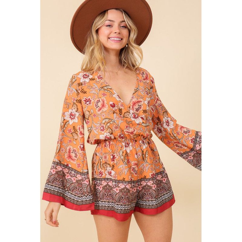 TIMING Boho Brunch Floral Print Romper