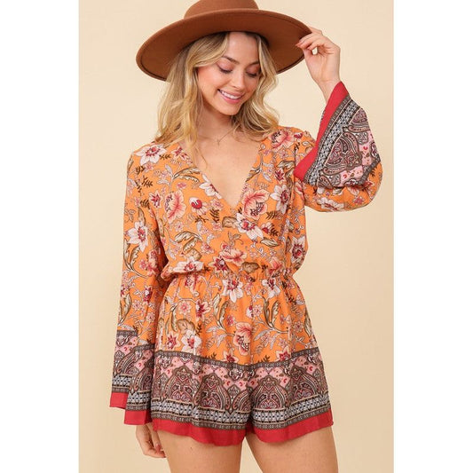 TIMING Boho Brunch Floral Print Romper