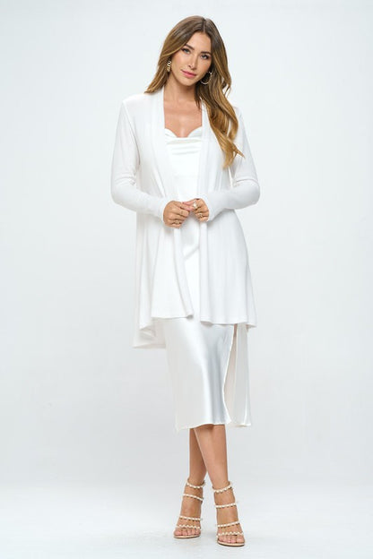 Renee C. Women's Brushed Knit Draped Cardigan with Cashmere Feel in Ivory