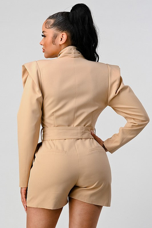 ATHINA Belter Khaki Business Casual Blazer Romper