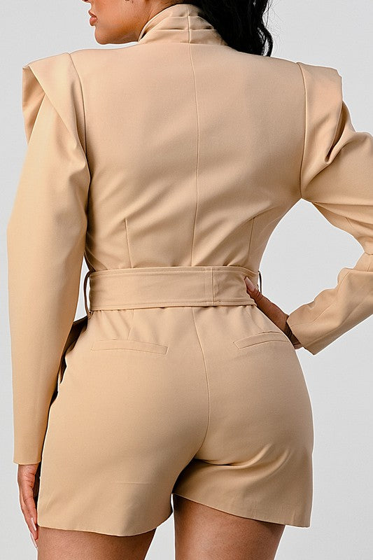 ATHINA Belter Khaki Business Casual Blazer Romper