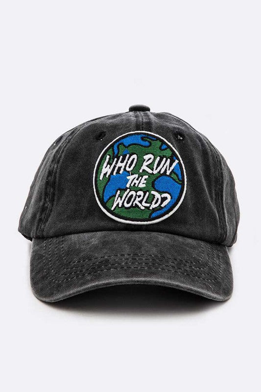 LA JEWELRY "Who Run the World" Patch Cotton Cap