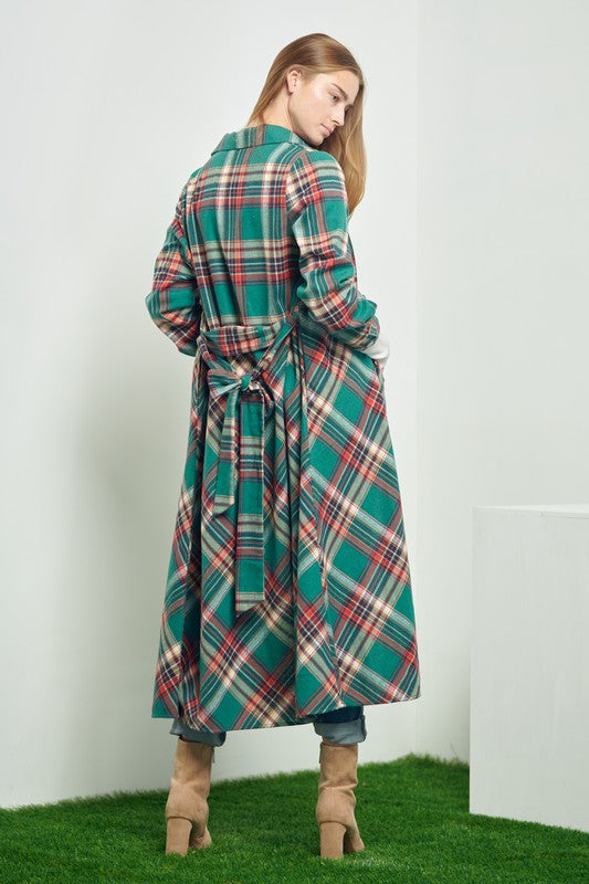 JADE BY JANE Red Plaid Midi Belted Shirt Dress