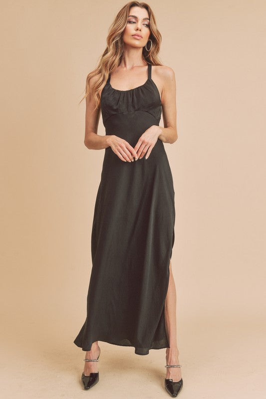 AEMI & Co. Elegant Backless Dress with High Side Split - Mae Dress