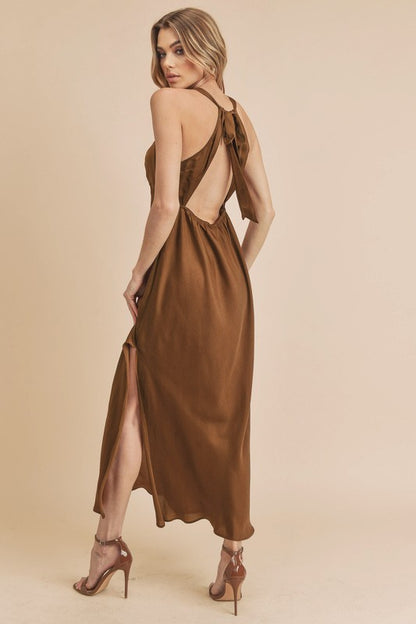 AEMI & Co. Elegant Backless Dress with High Side Split - Mae Dress