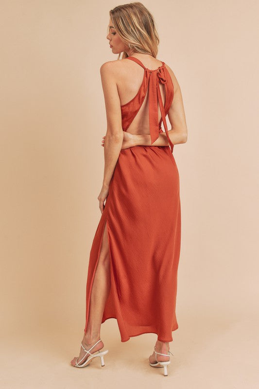 AEMI & Co. Elegant Backless Dress with High Side Split - Mae Dress