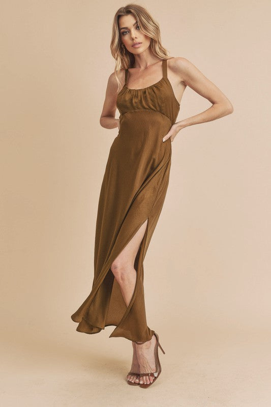 AEMI & Co. Elegant Backless Dress with High Side Split - Mae Dress