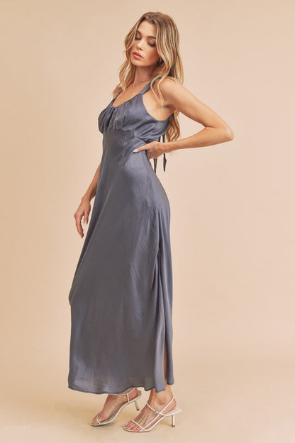 AEMI & Co. Elegant Backless Dress with High Side Split - Mae Dress