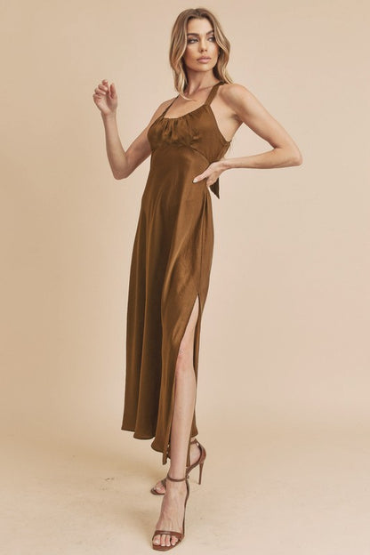 AEMI & Co. Elegant Backless Dress with High Side Split - Mae Dress