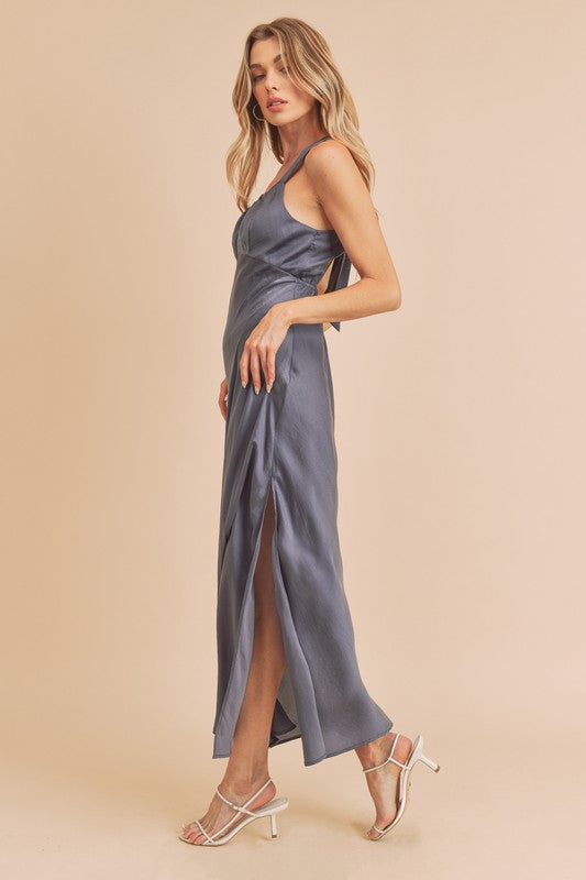 AEMI & Co. Elegant Backless Dress with High Side Split - Mae Dress