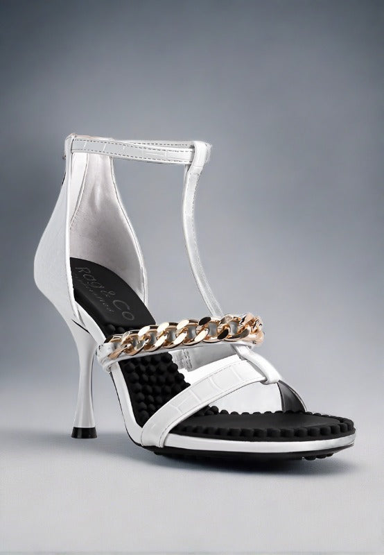 RAG & Co. DAKOTA Metal Chain Mid Heel Sandals