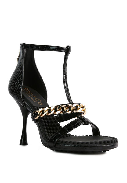 RAG & Co. DAKOTA Metal Chain Mid Heel Sandals