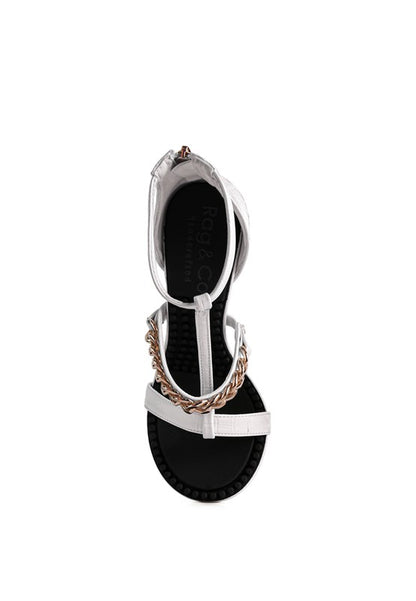 RAG & Co. DAKOTA Metal Chain Mid Heel Sandals