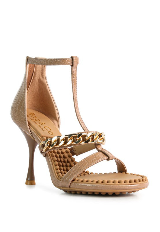 RAG & Co. DAKOTA Metal Chain Mid Heel Sandals