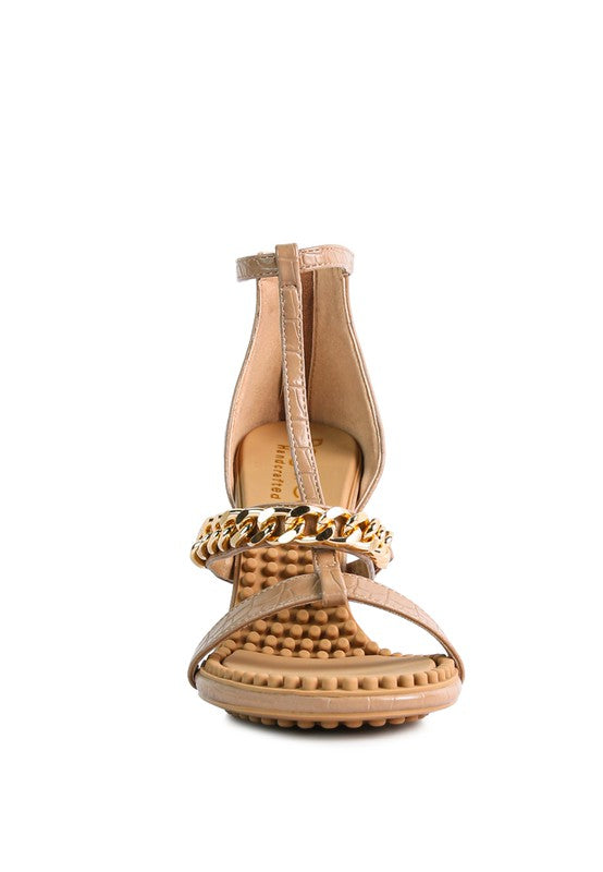 RAG & Co. DAKOTA Metal Chain Mid Heel Sandals