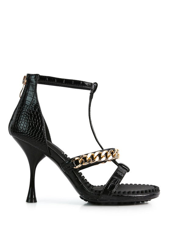 RAG & Co. DAKOTA Metal Chain Mid Heel Sandals