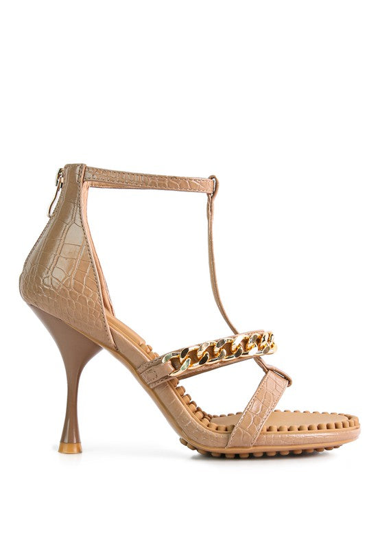 RAG & Co. DAKOTA Metal Chain Mid Heel Sandals