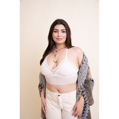 Plus Size Ribbed Lace Boho Racerback Bralette