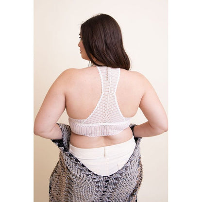 Plus Size Ribbed Lace Boho Racerback Bralette