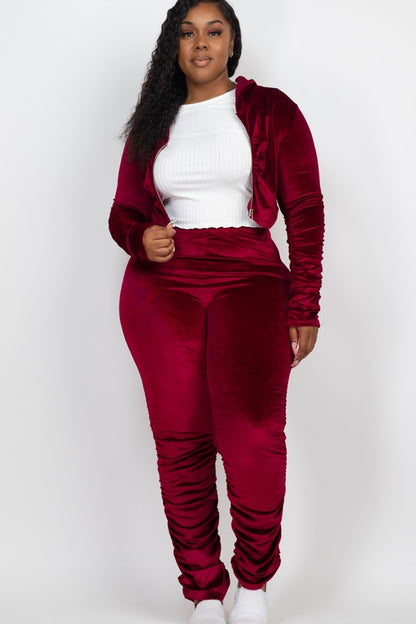 CAPELLA 2 Piece Velvet Pants Set with Zip-up Jacket