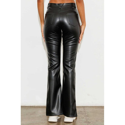 VIBRANT M.I.U. Vegan Leather Front Slit Bootcut