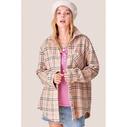 LA MIEL Women's Plaid Button-down Long Sleeves Shirt-Emmy Shirt