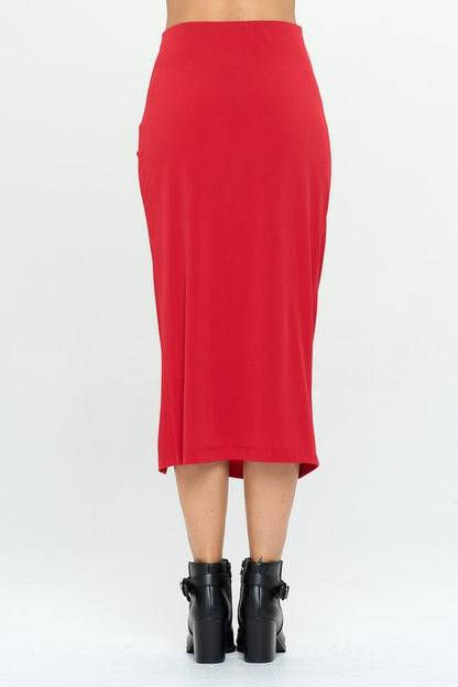 RENEE C. Midi Skirt with Front Knot and Slit