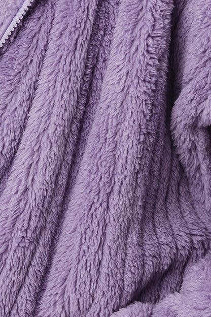 LE LIS Purple Oversized Fleece Hooded Jacket