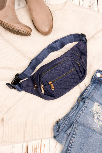 AILI'S CORNER Quilted Belt Sling Bum Bag