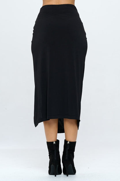 RENEE C. Midi Skirt with Front Knot and Slit